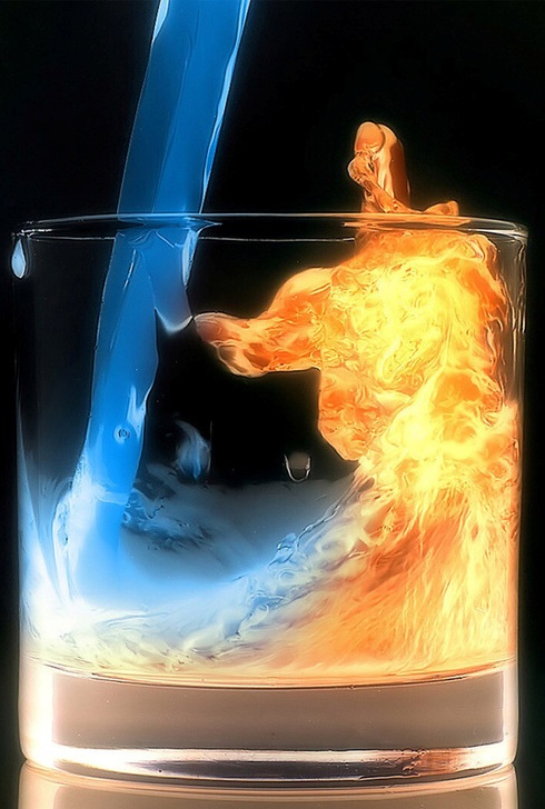 Fire Water In Glass
